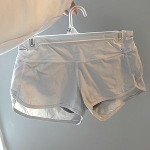 white lululemon speed up shorts
